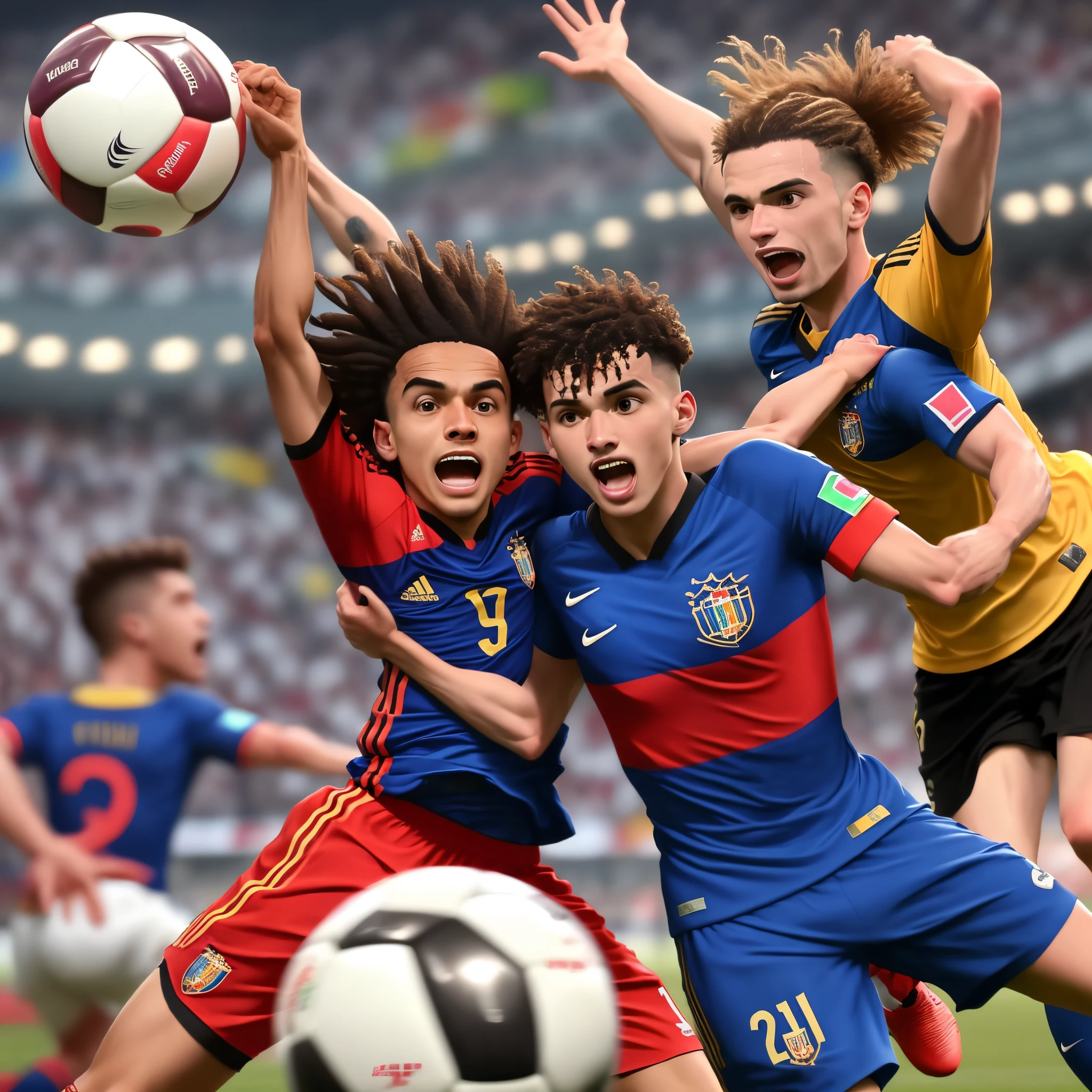 Bola de futebol viva e animada que quer participar da copa do mundo