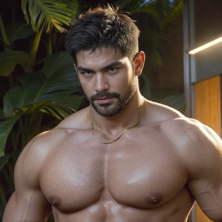1 Men, 独奏, bad boy, Close-up Shot Shot,, white skinned, of a shirtless, Wide open chest, a lot of black chest tattoo, stubble facial hair, musculous, Big, short detailed hair, brunette color hair, pervert smirk, turn head pose, hades style, Green fire, Mythical fire, fansty world, best qualtiy:1.2, tmasterpiece, A high resolution:1.2, golden necklace, high camera angles, shadowing, Volumetriclighting,gentleman,black-skinned,Ultra photo realsisim,Muscular men,black in color,Ultra photo realsisim, Strong muscular man,Street temptation,epic realistic,photore,Faded,complex stuff around,the complex background,soaking wet,com cores neutras,((((hdr)))), ((((pastel colour)))),Complex scenes, art stations, Complicated details, whole body display,Muscular naked man,Wear only a pair of transparent thongs,Extremely sexy and provocative,(Asian supermodel face,Strong muscles and perfectly curved body,Extreme sexual tension,Hormonal explosion,whole body display:1.5)(Short hair, Light-colored beard, Stubble masculinity,Naked muscle man:1.4)( Muscular macho,No clothes on,Only a pair of flesh-colored thongs were worn,Tear the thong with both hands,Extremely sexy and provocative:1.5)(nakeness,Tear the thong with both hands,Clear latex tong,whole body display:1.5)(NSFW:1.5),(photorealistic),(real man), puffy nipples, swollen nipples