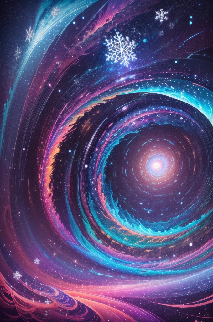 (Girl stands in front of white snow vortex: 1.5),((pure white starlight, snowflakes around,The truth, expecting, depth of fields, insight, I got it, Monte, The Milky Way is lush, translucent cloud, spectrum, in a panoramic view, Interstellar cycle, Crazy, Web portals, The large, White light, global snowflake,The sky is covered with beautiful snowflakes)),Vibrant white light color,thickline,Raging sea,Multi-layered,foreground、Faraway view、fractal thunder dan mumford,danford and alex gray style,psychedelic surreal art,Surrealist psychedelic design,dream art style,Illusion psychedelic art,Infinite psychedelic waves,inspired by Cyril Rolando (Cyril Rolando),Real corrugated structure,Psychedelic art style,trippy art,psychedelic illustrations,(Alone),Black light