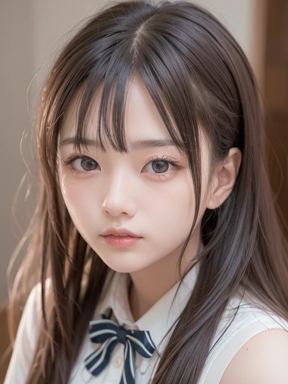 tmasterpiece，top-quality，offcial art，Highly detailed CG Unity 8K wallpapers，like a college girl，20 years girl，Very delicate beautiful，超A high resolution，（realisticlying：1.4），Golden Hour Lighting，（The upper part of the body），（Platinum Long Hair：0.8），（Puffy eyes），looking at viewert，facing front，ssmile，JK Skirt，校服，（chiayi：1.5）， tmasterpiece， best qualtiy， RAW photogr， realisticlying， faces， incredibly absurd res， Buatigarh， depth of fields， hight resolution， ultra - detailed， finedetail， Very detailed， extremely detailed eye and face， Sharp pupils， pupil realistic， tack sharp focus， cinmatic lighting
