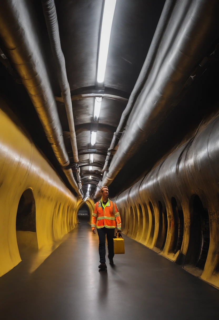 A photo of the character touring the underground tunnels of The Boring Company,original,elon musk, male