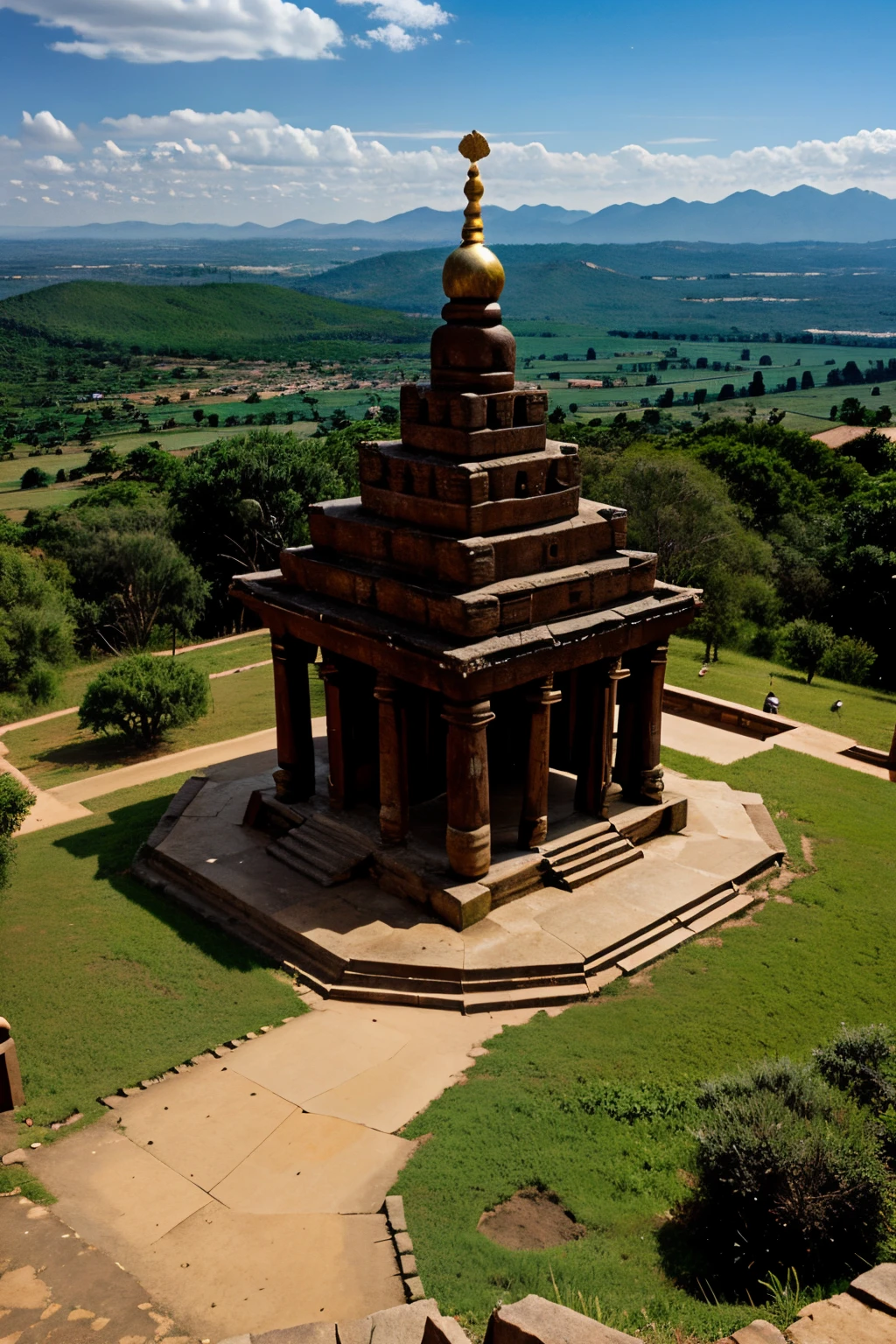 African temple on top of a mountain
