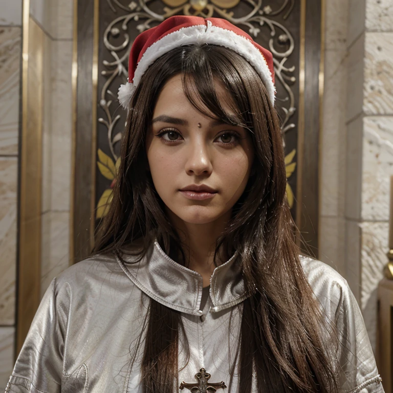 senos, Colosal, Colas gemelas, cabello plateado, sacerdote, lado, santa, repugnante