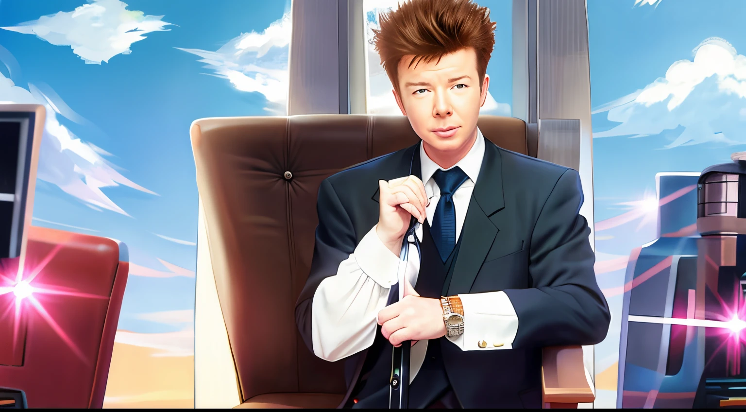 rick astley in anime style, sen no kiseki style