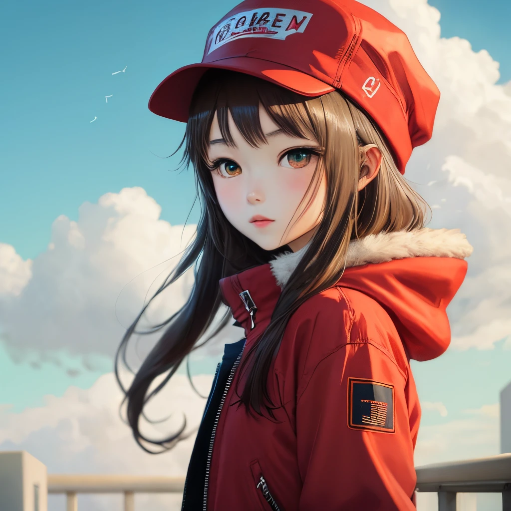 Anime girl in a red cap