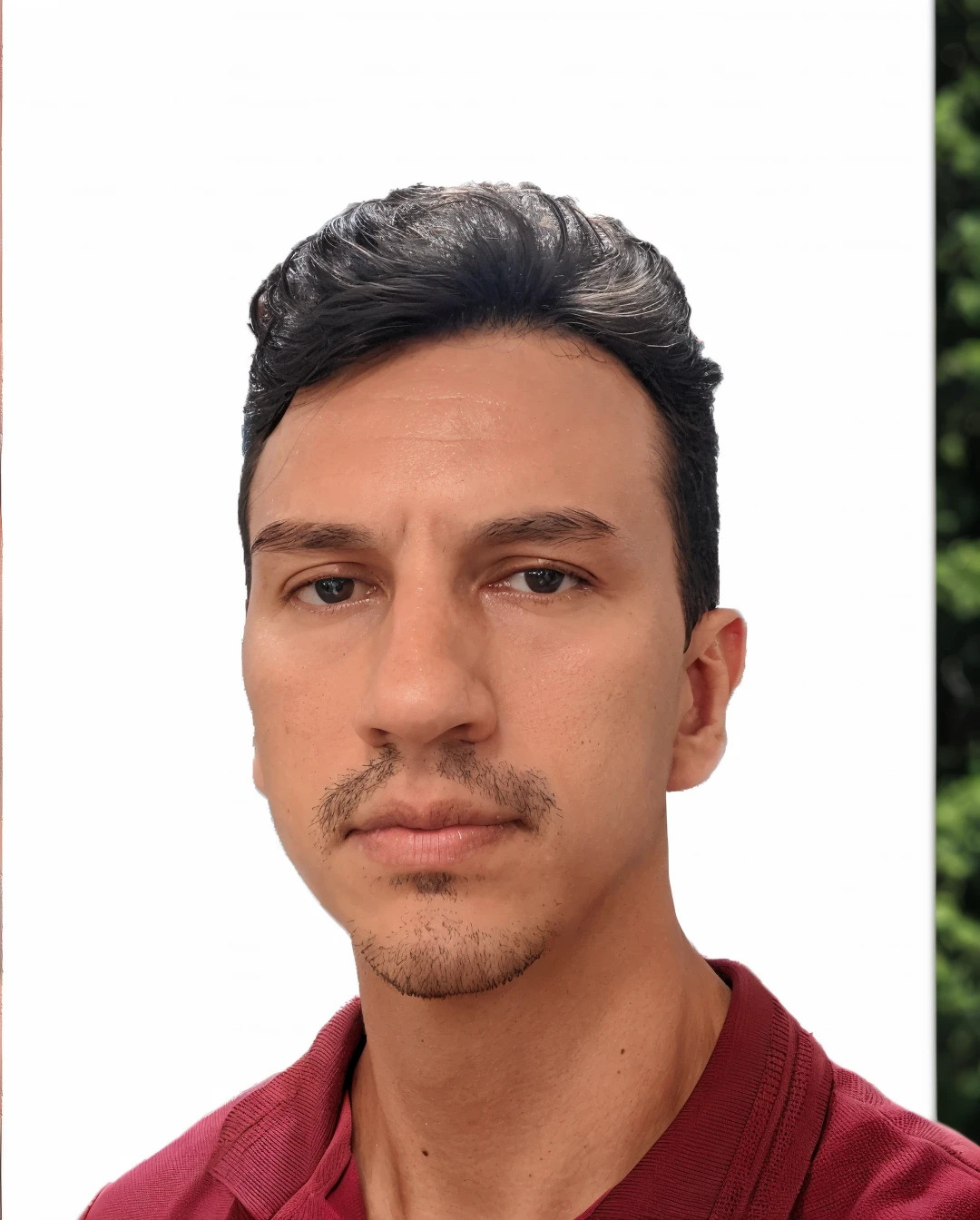 homem arafiado com camisa vermelha e bigode, (38 anos), imagem frontal, Rosto altamente detalhado de 8k, Fotografia selfie 8k, foto de perfil profissional, Foto realista, detailed unblurred face, 8k portrait render, foto portait foto de perfil, imagem do rosto, Uma imagem gerada por IA, gerar rosto realista, Aykut Aydogdu. Twilight in the background, paisagem ao fundo.