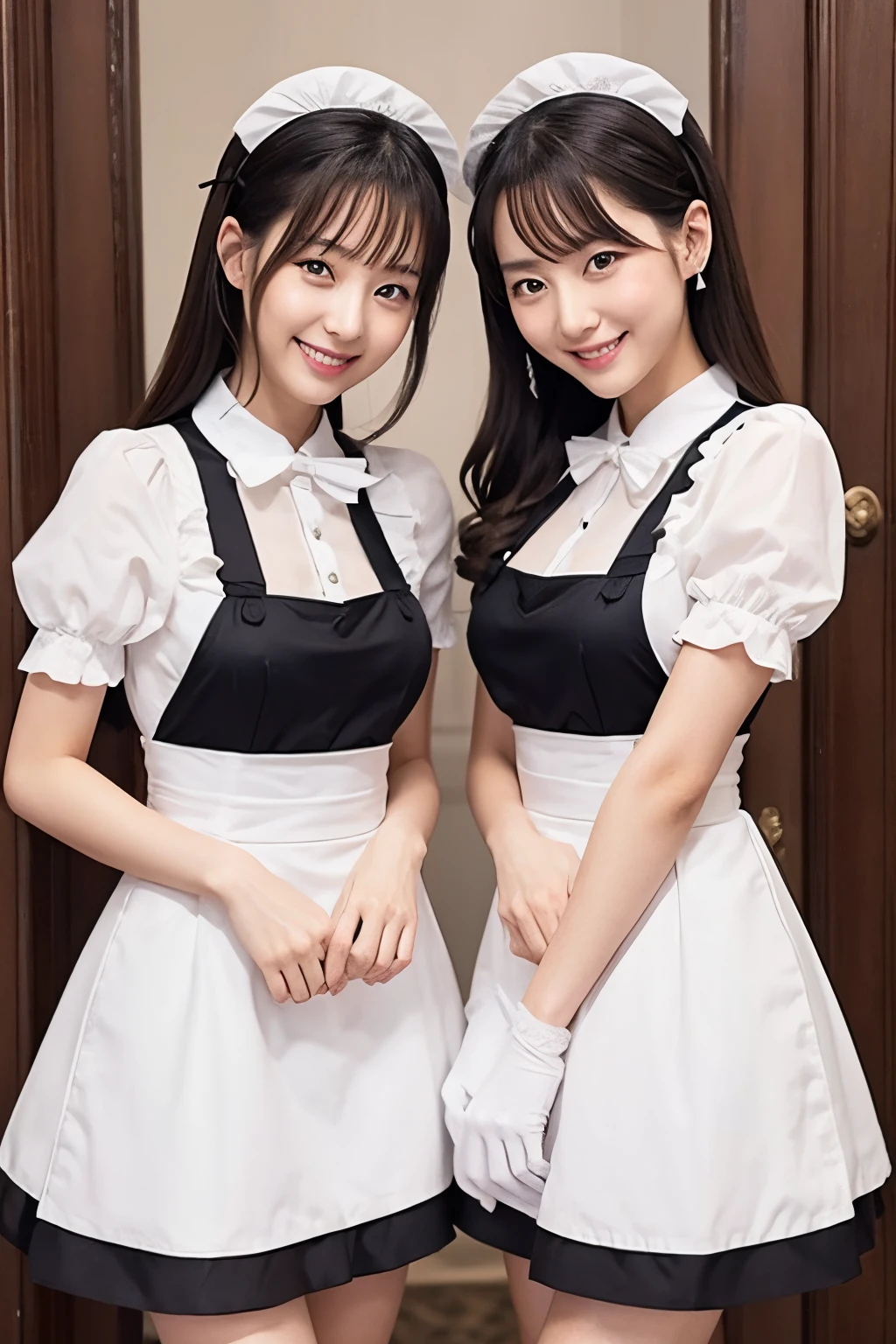 a beauty girl Maids エロ twinsies a smile