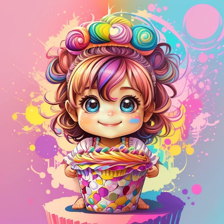 (cute with a cupcake smiling),(melhor pose),(best angle), (better expression), Eduardo Kobra acolchoamento ,multidimensional geometric wall PORTRAIT, arte, Chibi,
Yang08k, lindo, Colouring,
Primary works, qualidade superior, melhor qualidade, Arte Oficial, Beautiful and Aesthetic, pelos coloridos,