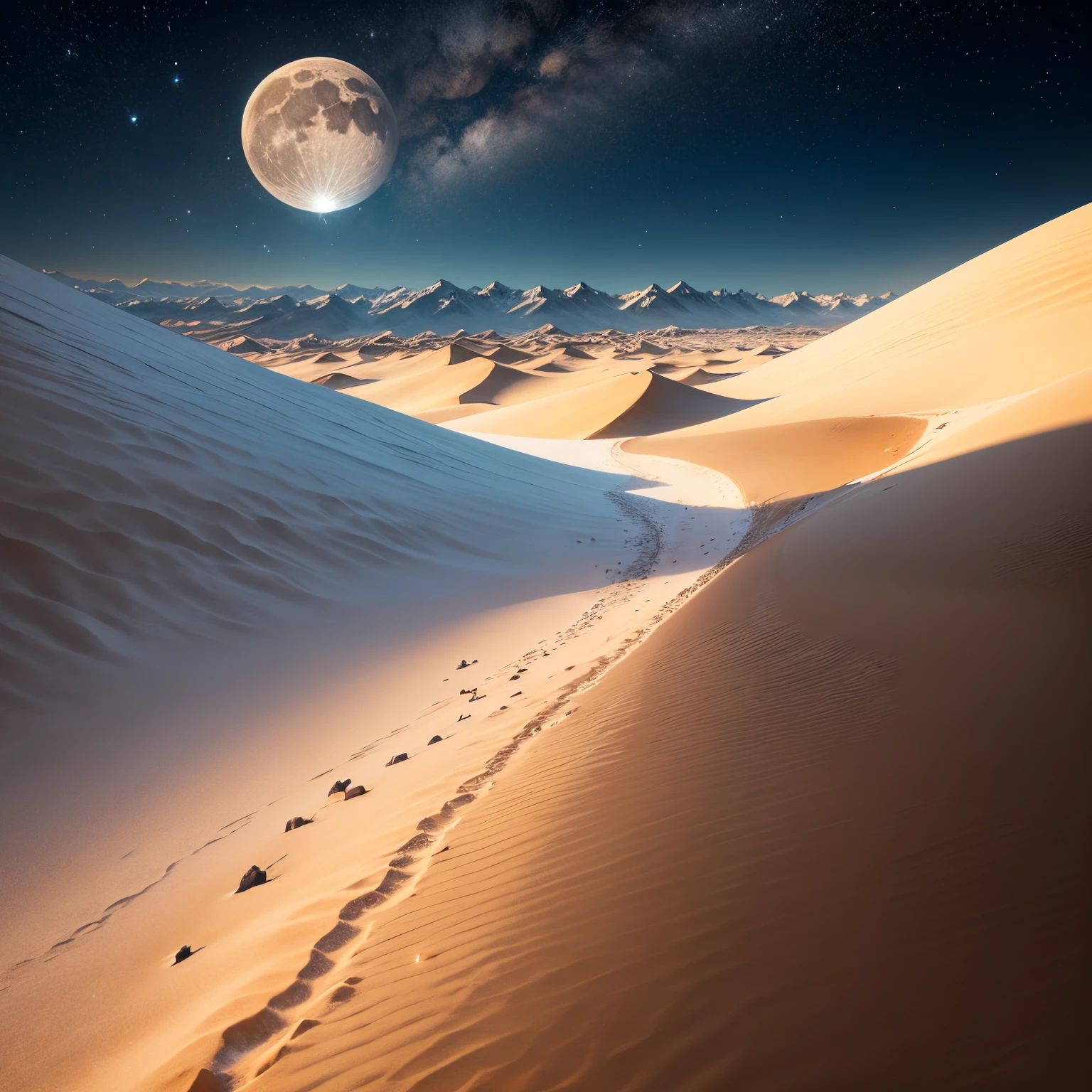 Sahara desert and snowy mountains of Peru, sand, snowflakes, white and brown colors, land and sea, sun and snow, detailed cactus, palm trees swaying in the wind, vibrant sunset over the mountain peaks, vast expanse of sand dunes, camel caravan traversing the desert, icy waterfalls cascading down the cliffs, snow-capped peaks, fluffy clouds in the sky, contrasting textures and temperatures, extreme heat and freezing cold, intricate patterns formed by the wind on the sand, jagged edges of the mountains, sparkling sunlight reflecting off the snow, serene and calm atmosphere, large waves crashing on the shore, colorful fish swimming in the clear blue sea, towering ice sculptures, traces of animal footprints in the sand, diversity of flora and fauna, vastness and grandeur of nature, hypnotizing silence interrupted only by the sound of wind and waves. 

(best quality,4k,8k,highres,masterpiece:1.2), ultra-detailed, realistic:1.37, HDR, UHD, studio lighting, extreme detail description, professional, vivid colors, sharp focus, physiologically-based rendering, portraits, landscape, contrasted color tones, dynamic lighting effects.