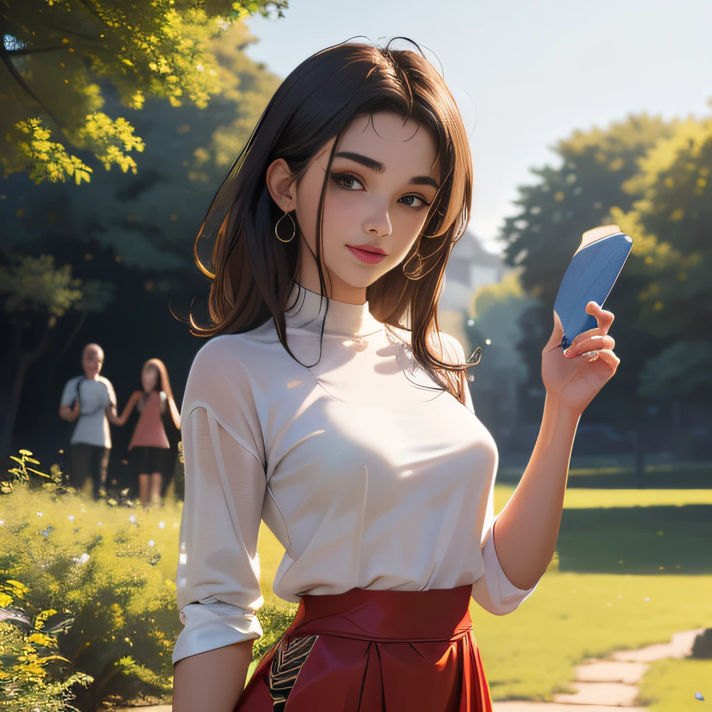 (extremely detailed 8K wallpaper:2), (photo:2), (24 years old Xuan Beautiful girl:2), (gives a lecture to friends:2), Detailed (Face & Eyes), (hyper realistic:1), (Highly detailed:1), (Epic Realistic:1), rim light, (Maximum details:1), Cosy, (body complet:1.3), (looking a viewer:2.0), (Attractive qualities of a woman:2), (attractive female:2), (Attractive:2), Smile, intelligence, sympathy, Grace, A sense of style, Fitness, Care, optimism, (sensitivity:2), frankness, Romantic gestures, playfulness, Fashion Sense, (sensuality:2), charm, modesty, Thoughtfulness, (femininity:1), flirtatiousness, warmth, (Physical Attractiveness:2), beautiful smile, Love of Life, Strength and power, Vulnerability, curiosity, wonder, Love, (Nature's prehistory:2), Kawaii, waifu, beautiful breasts, (attractive body:2), (handsome body:2), BEAUTIFUL POSE, attractive pose, (nice feet:1.0), (beautiful clothing:1), (Classic clothes:2), (elegant clothing:2), (European Clothing:2), detailed clothes, (upskirt:1), (blouse:1), (provocative pose)
