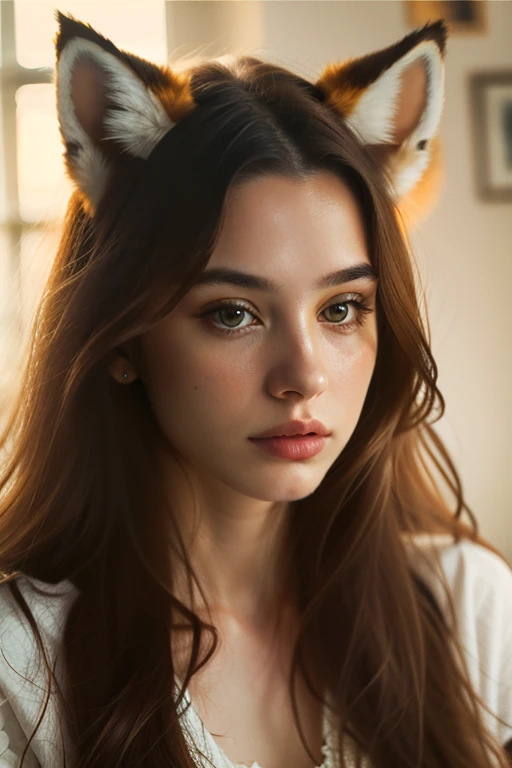 solo, very detailed, detailed face, very long messy hair, picture of a beautiful girl, dasha_taran, fox ears