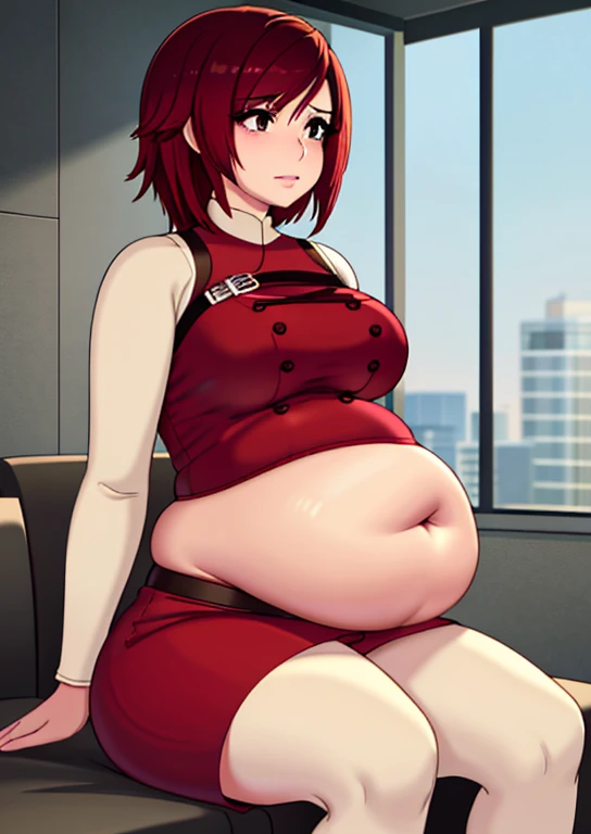 big belly, sitting, pregnant, fat, large stomach, fatty, fat, large belly, standing, fat belly, very fat, large stomach, chubby,very fat, safe for work, obese, giant belly, fat, huge, heavy, very fat, safe for work, fat, large belly, big belly, very fat, large stomach, chubby (best quality, masterpiece), ruby rose
