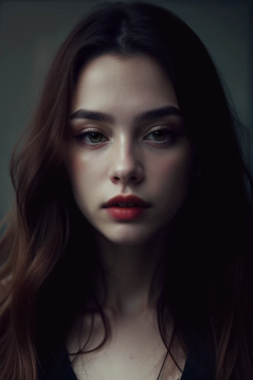 solo, very detailed, detailed face, very long messy hair, picture of a beautiful girl, dasha_taran, vampire fangs