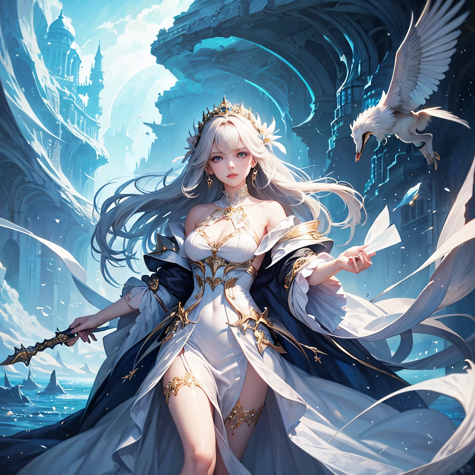 concept-art、（Beautiful girl playing with animals）、Super beautiful face、Beautiful eyes、Gentle expression、Neat and clean dress、Fantasia、Beautiful depiction、Masterpiece、4K