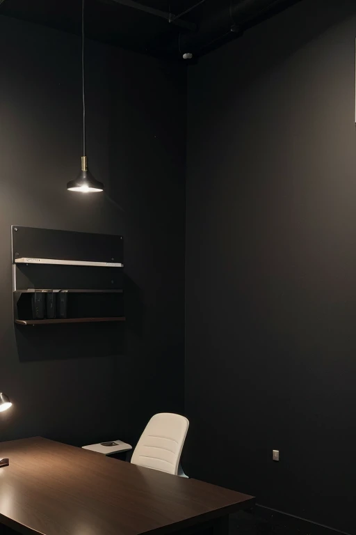 create an image of an office with a 3D logo on the black wall written EXPERCORP