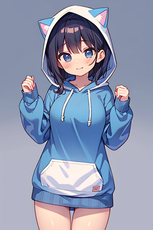 (​masterpiece、top-quality:1.5、a high chroma:1.5、ultra-detailliert、high-resolution illustrations:1.5、Ultra-high-definition CG、8k size wallpaper、offcial art)、(),(cute  face、:1.5)、(Self-righteous:1.3),
(cat kigurumi)、(Wearing a hood:1.5),(wariza：1.5),, (Large breasts)、
,((Positive 1.5)),(cowboy shot:1.5)、on the bed、girl with,  masutepiece,Cities