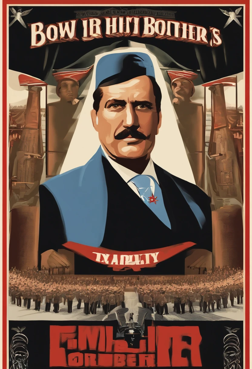 A photo of the imposing figure of Big Brother on a propaganda poster, with the slogan 'War is Peace, Freedom is Slavery, Ignorance is Strength' in bold letters,1984 novel,He is often just depicted in television broadcasts and on Propaganda Posters in a Soviet Artstyle.
Big Brother is depicted as an imposing and authoritative figure, whose image is constantly displayed on posters and telescreens throughout Oceania. The Party's propaganda presents him as a larger-than-life leader, evoking a sense of power and control. His face is described as having a stern and watchful expression, which adds to the atmosphere of surveillance and scrutiny.
The iconic image associated with Big Brother features a man with a heavy mustache and a commanding gaze. His eyes are often described as piercing and seem to follow the citizens wherever they go. The Party's slogan, "Big Brother is watching you," reinforces the idea that his gaze is all-seeing and omnipresent.
It's important to note that the physical appearance of Big Brother is intentionally left somewhat ambiguous in the novel. This ambiguity serves to emphasize the symbolic nature of Big Brother as a representation of the Party and its ideology.
Propaganda Posters: The propaganda posters in Oceania feature a stylized image of Big Brother's face. The posters are often large and striking, designed to catch the attention of passersby. Big Brother's face is usually depicted in black and white, with sharp, defined features. His eyes, in particular, are portrayed as intense and penetrating. They seem to follow the viewer, creating a sense of constant surveillance. The stern expression on Big Brother's face communicates his authority and power. The posters often carry slogans or messages that promote loyalty to the Party or warn against thoughtcrime, reinforcing the idea that Big Brother is watching and that any disobedience will be detected and punished.
Telescreens: Telescreens are ubiquitous in Oceania and serve as a tool of constant surveillance and propaganda. These two-way communication devices transmit both audio and video, allowing the Party to monitor the actions and conversations of the citizens. Big Brother's face appears on telescreens at regular intervals, interrupting normal programming. The screen fills with an image of Big Brother, and his eyes seem to bore into the viewer. This interruption serves as a reminder that the citizens are constantly being watched and reinforces the Party's control over their lives. The telescreens also broadcast Party propaganda and speeches, with Big Brother's face often accompanying these messages, further cementing his role as the figurehead of the Party's ideology.
In both the propaganda posters and on telescreens, Big Brother's face is portrayed as a symbol of authority, surveillance, and control. The intense gaze and stern expression are meant to create a sense of unease and remind the citizens of the constant monitoring and manipulation they are subjected to. These visual representations of Big Brother serve as a constant reminder of the Party's power and the consequences of deviating from its doctrines.
His face resembles this of Oswald Mosely but with a bigger mustache., male