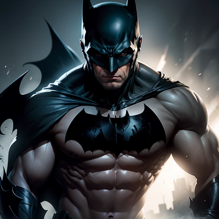 Batman in the dark with lighting only on his body with realism