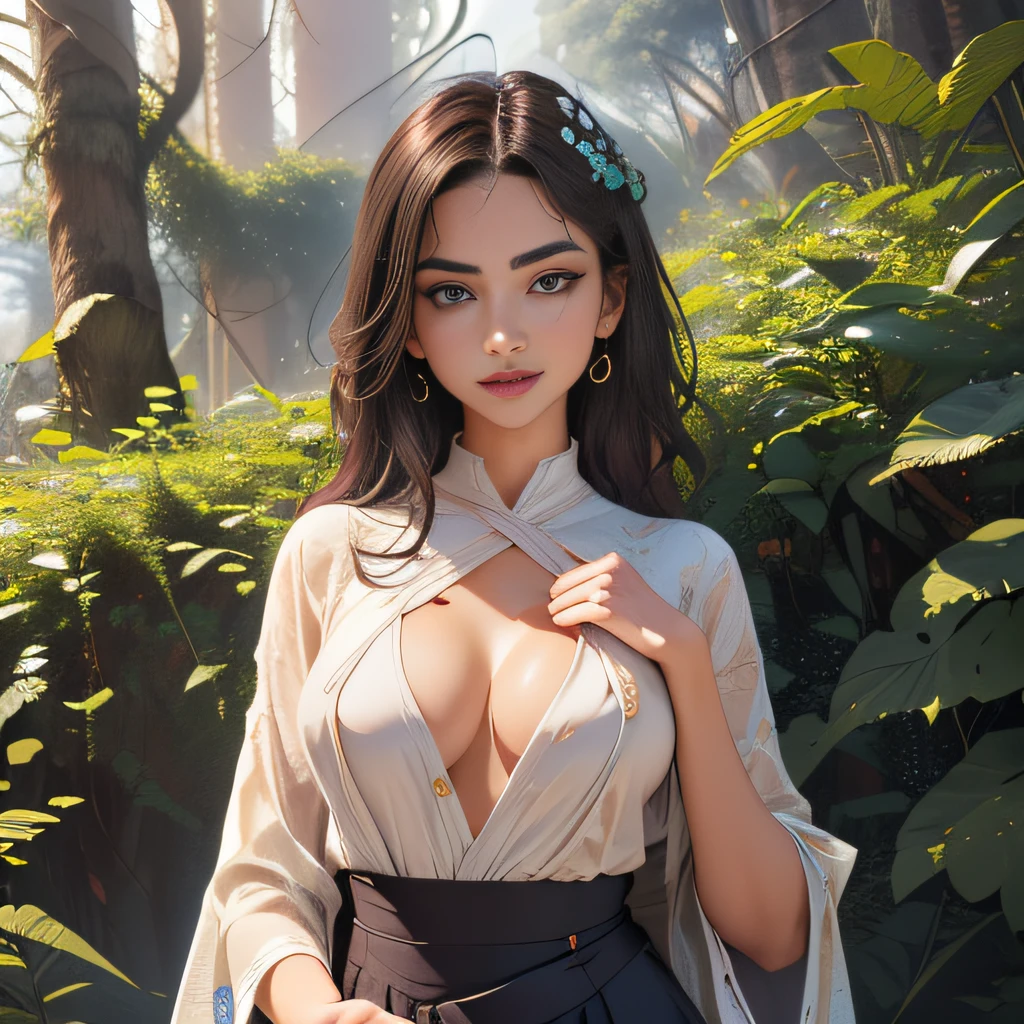 (extremely detailed 8K wallpaper:2), (photo:2), (26 years old Xuan Beautiful girl:2), (gives a lecture to friends:2), Detailed (Face & Eyes), (hyper realistic:1), (Highly detailed:1), (Epic Realistic:1), rim light, (Maximum details:1), Cosy, (body complet:1.3), (looking a viewer:2), (Attractive qualities of a woman:2), (attractive female:2), (Attractive:2), Smile, intelligence, sympathy, Grace, A sense of style, Fitness, Care, optimism, (sensitivity:2), frankness, Romantic gestures, playfulness, Fashion Sense, (sensuality:2), charm, modesty, Thoughtfulness, (femininity:1), flirtatiousness, warmth, (Physical Attractiveness:2), beautiful smile, Love of Life, Strength and power, Vulnerability, curiosity, wonder, Love, (Nature's prehistory:2), Kawaii, waifu, beautiful breasts, (attractive body:2), (handsome body:2), BEAUTIFUL POSE, attractive pose, (nice feet:1.0), (beautiful clothing:1), (Classic clothes:2), (elegant clothing:2), (European Clothing:2), detailed clothes, (upskirt:1), (blouse:1), (provocative pose)