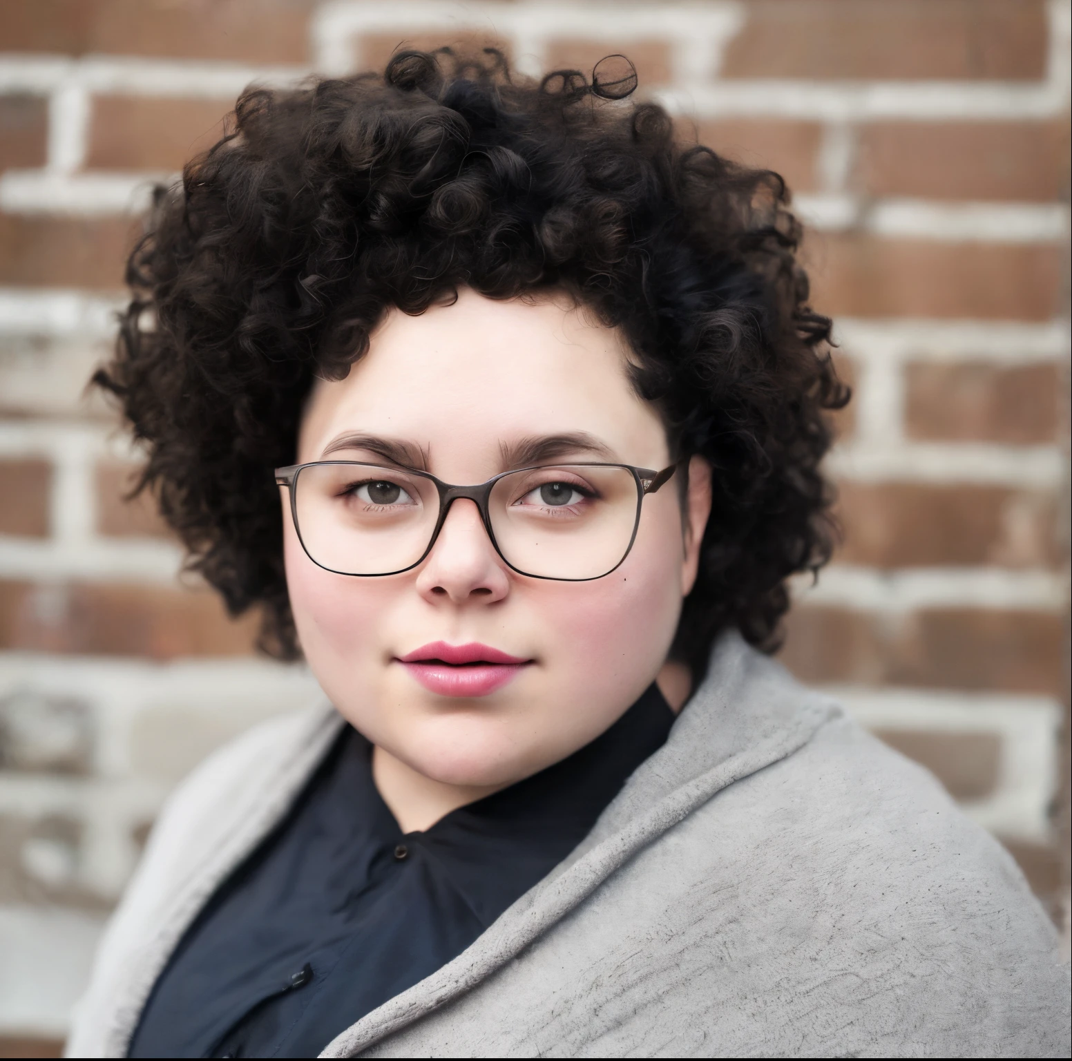 Chubby curly haired non binary person