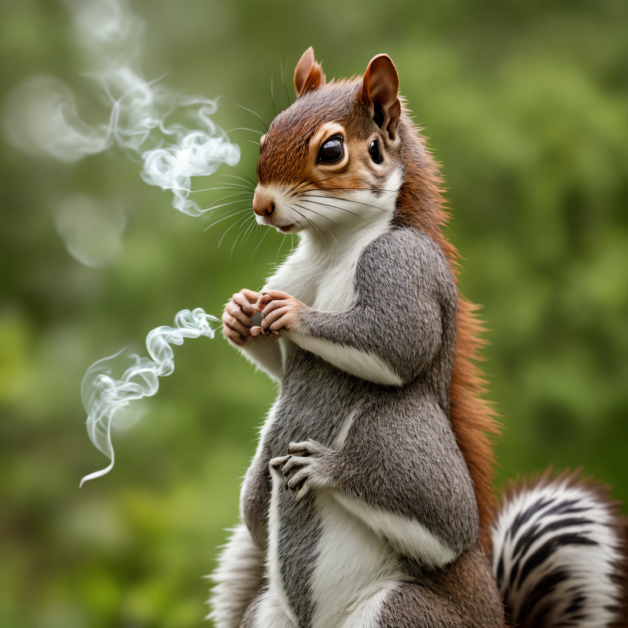Squirrel smokes hemp, crazy eyes, kalchn