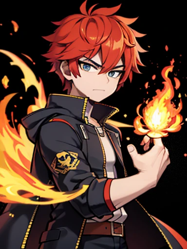 male,fire knuckles,muscle,black jacket