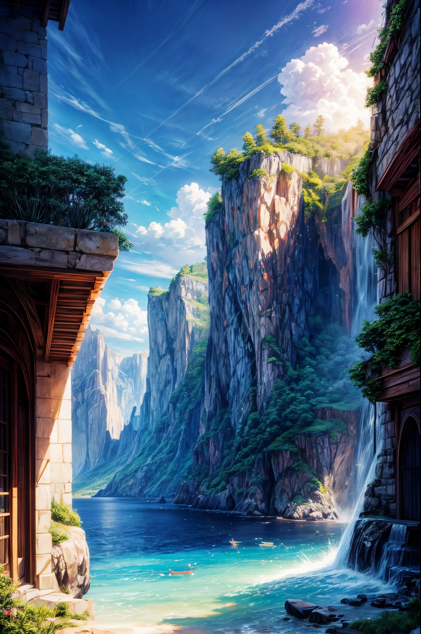 La mejor calidad, Obra maestra, Beautiful wild and natural fantasy landscape with bright lights