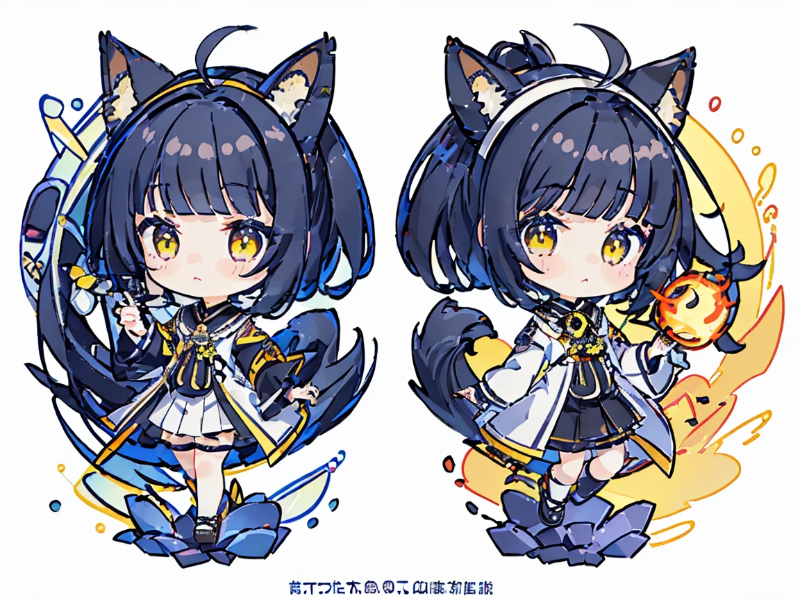 ((tmasterpiece))、(((topquality))、(CharacterDesignSheet、same character、sensors、through、Soles)、illustartion、1 girl、、quiff、yellow eyes、Environment change scene、hairstyle fax、Out of Jitai、Women、gray hairs、Two-tailed、black headband、(simple background、whitebackground:1.3)、--6
