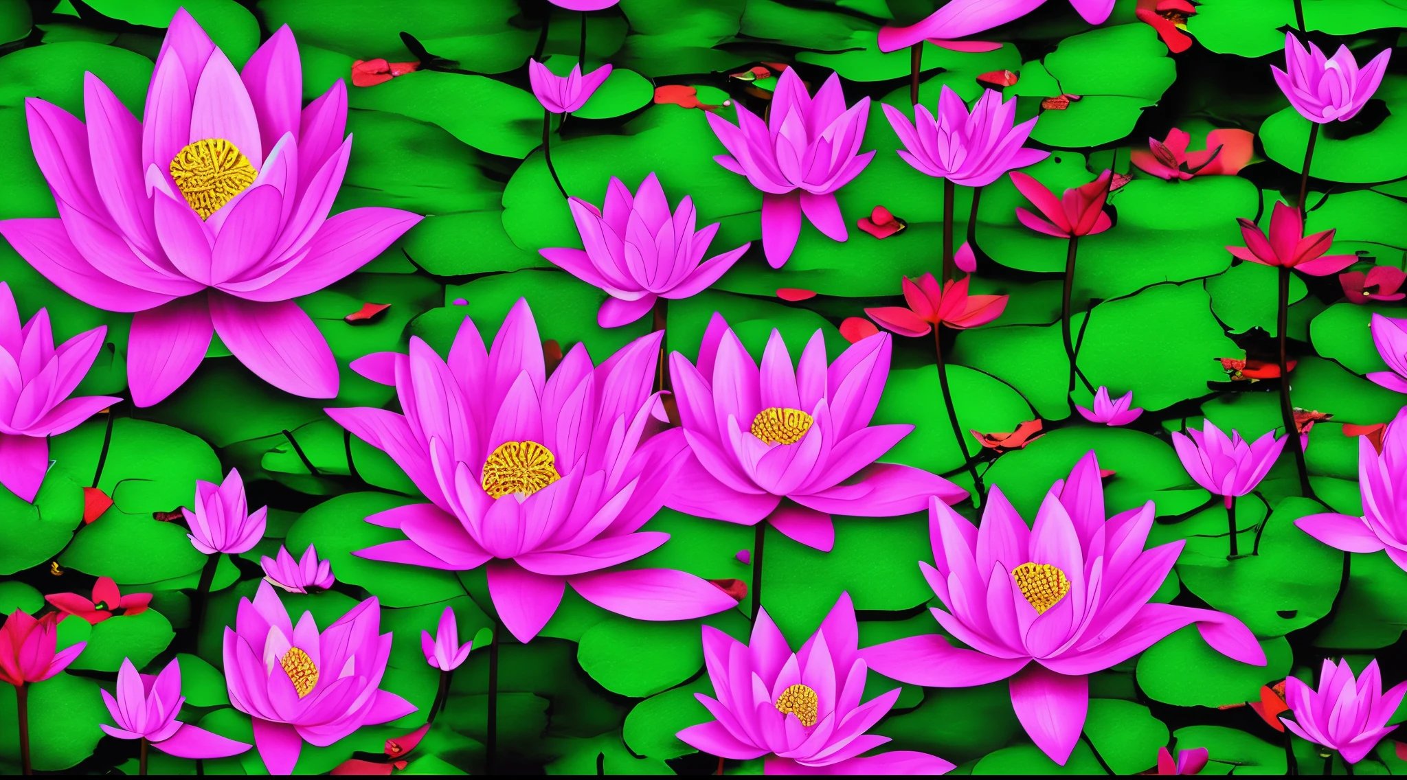 luminogram lotus flowers, rgb, volumetric, 3D