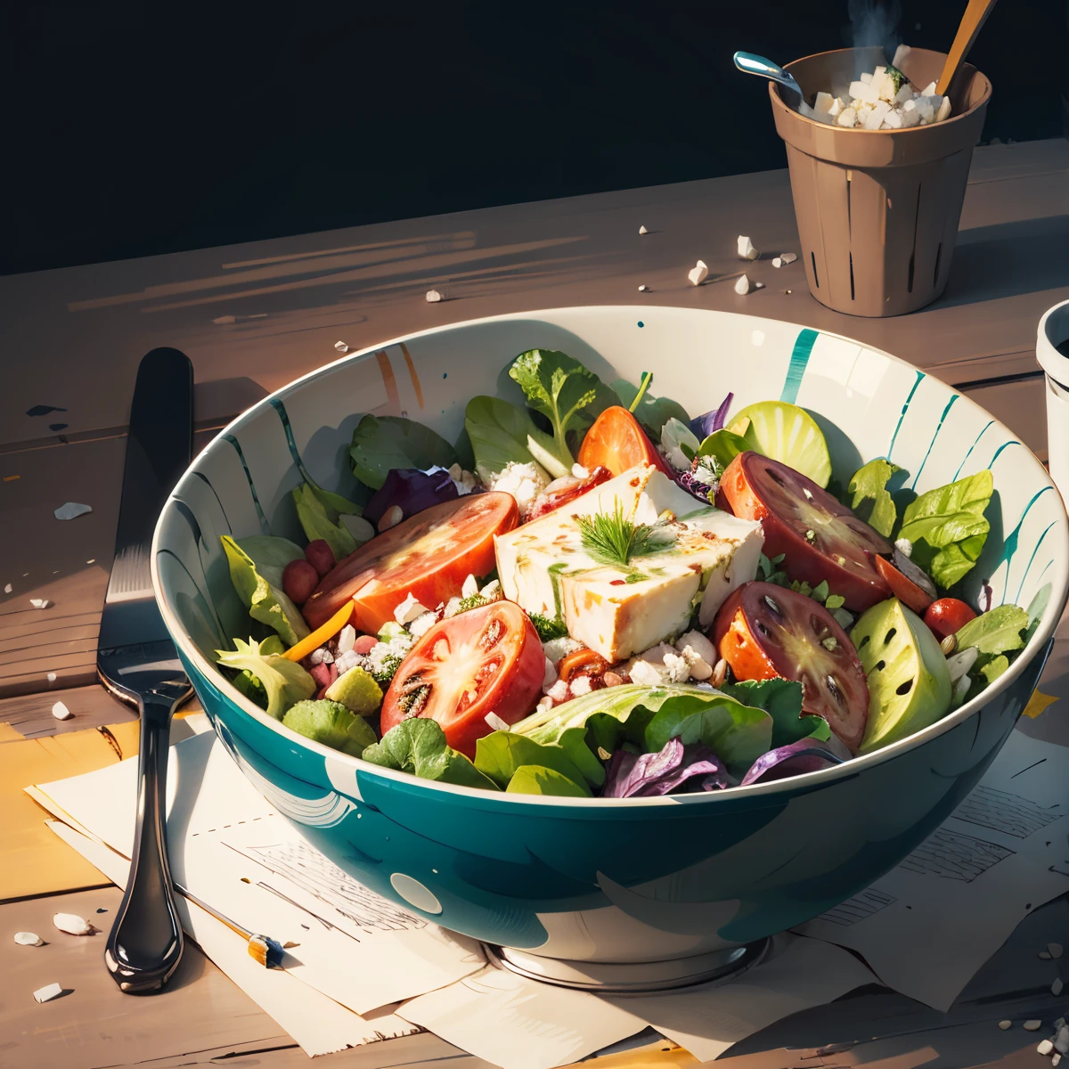 Drawing of a salad bowl
