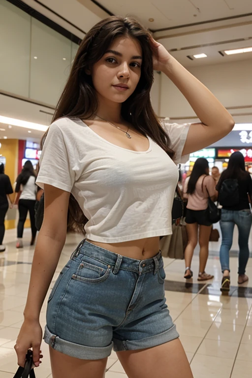 mulher de 18 anos passeando no shopping