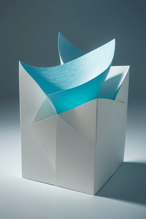 (best quality,3D,paper medium,sculptural:1.2),abstract,three-dimensional,texture,depth,vibrant colors,paper folds and creases,light and shadow,organic shapes,subtle gradients,contrasting patterns,geometric elements,layered composition,play of light and shade,abstract forms,illusion of depth,sensory exploration,visual richness,interactive experience,unique visual language,creative expression,narrative ambiguity,multi-dimensional perspective,mixed media,physical presence,tactile sensation,dynamic energy,transformative effects,sophisticated craftsmanship,fluidity,innovative design,expressive textures,unexpected juxtapositions,surrealistic elements,visually captivating,masterful composition,mind-bending geometry,intimate relationship between form and space,magical interplay of colors,immersive experience,paper sculpture