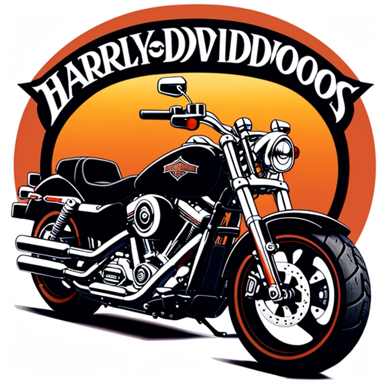 Harley Davidson logo design, (t shirt design), beefy style, design only, white background, no model