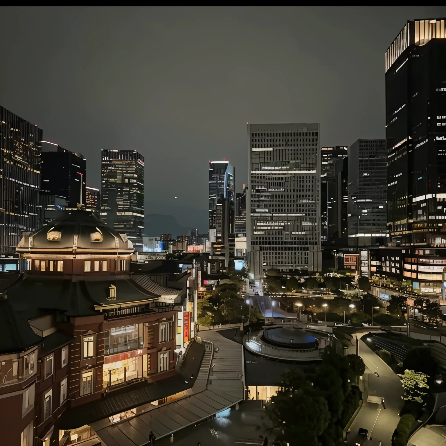 City night scene with fountains and buildings, Tokyo night rooftop, Tokyo night rooftop in the future, Tokyo at night, japanese downtown, tokyo in the background, Tokyo futuristic clean, Night in Tokyo, movie lens ar 9:16-n 6-g, Tokyo rooftops as background, Night video, Japanese city at night