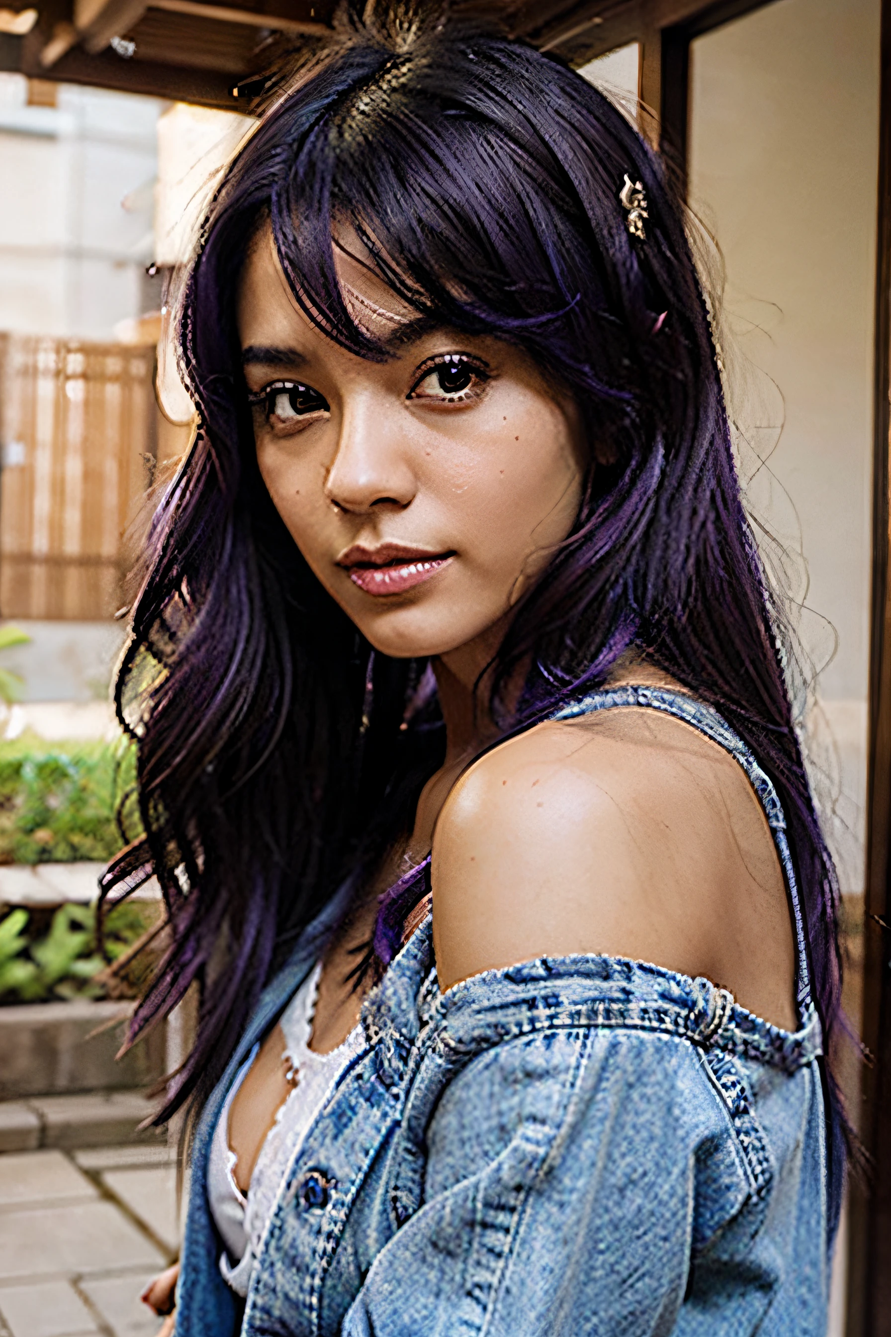 MIXED RACE GIRL BETWEEN JAPANESE AND BRAZILIAN WITH PURPLE HAIR