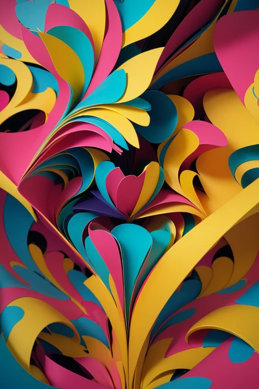 (best quality,3D,material,pop,abstract,complex,vibrant),stereoscopic,paper-based,abstract art,complex patterns,varied colors