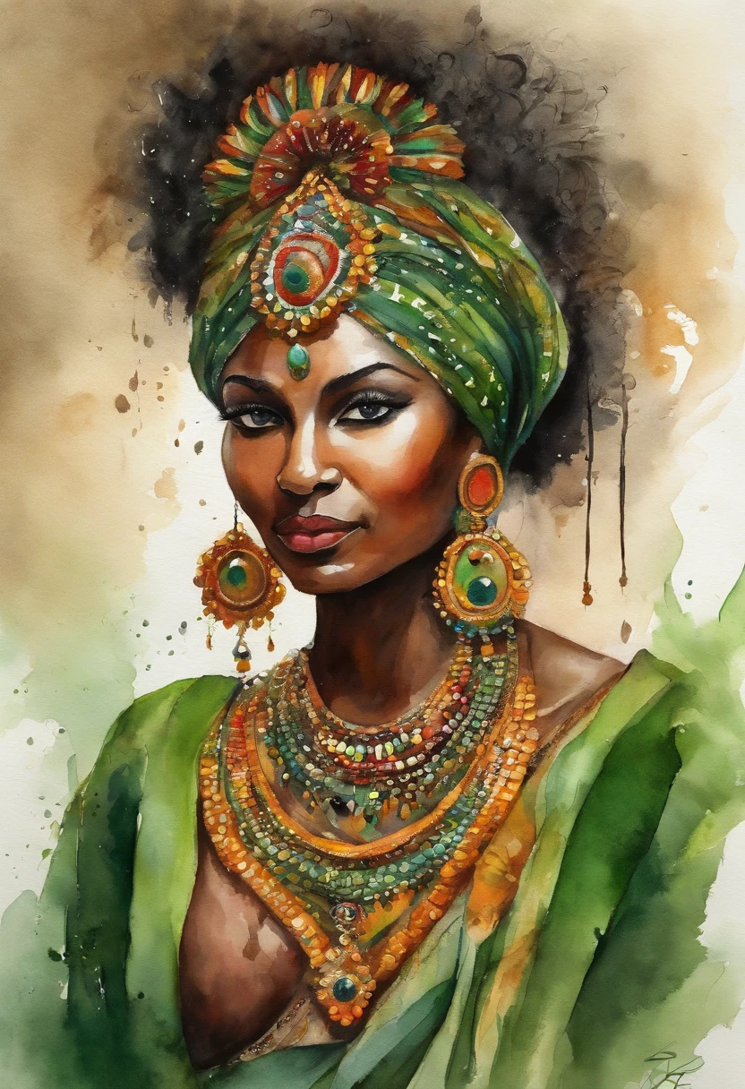 Bela mulher de cabelos negros e olhos verdes ricamente trajada no estilo indiano