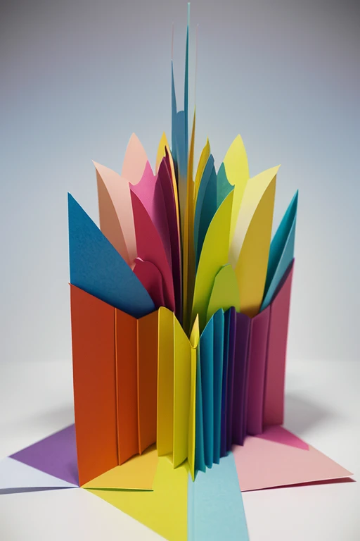 (high quality,3d,paper medium,pop-up,folded:1.2),vibrant colors,abstract,three-dimensional,rich colors,explosion of colors,paper cutouts,vivid texture,pop of colors,playful shapes,layered structure