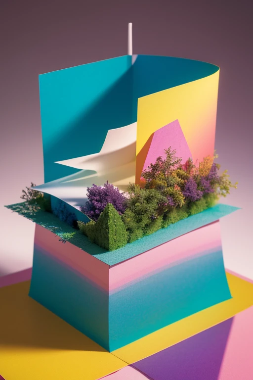 (best quality,3d,paper medium,pop-up:,dimensional:1.1),abstract,saturated colors,vibrant hues,depth details,rich textures,multilayered composition,colorful gradients,varied tones
