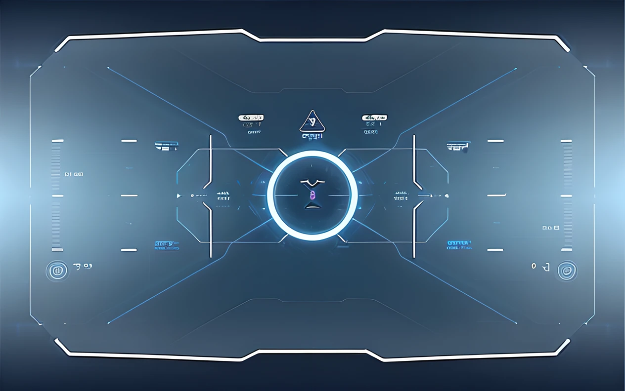 Alafid view of futuristic interface with clock and blue background, holographic interface, game hud, first person shooter heads up display, digital ui, technological screens, On a realistic heads-up display, HUD face, Film screen, sci-fi movie cinematic frame, Game user interface, match report, The image is futuristic, Game UI asset design, Game user interface