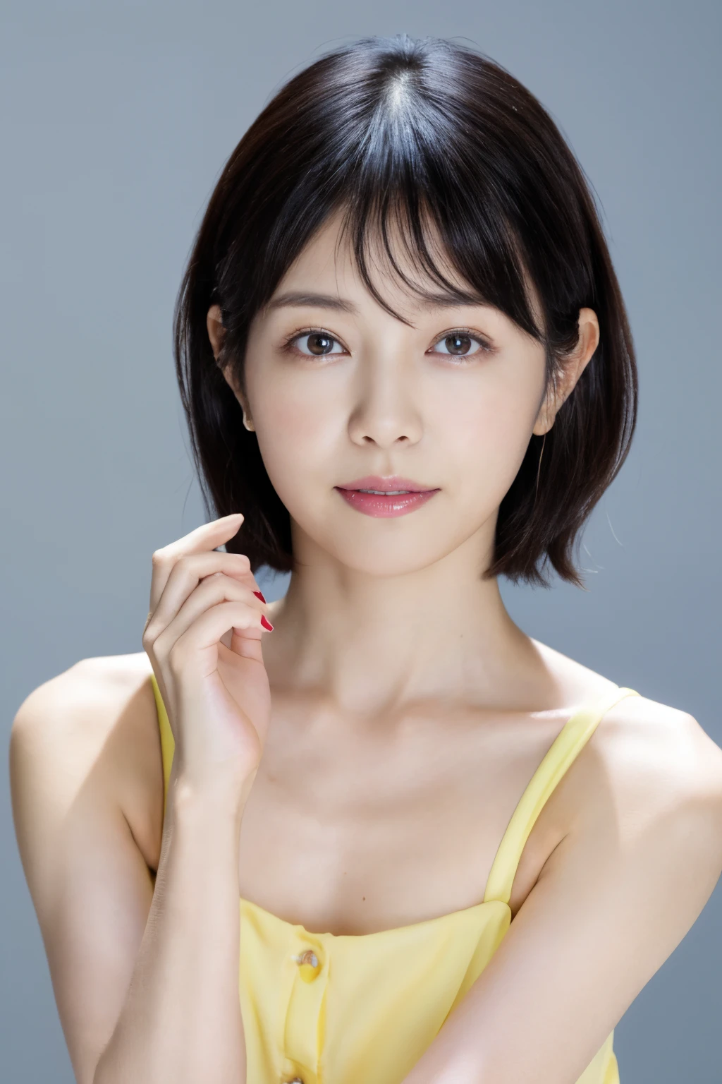 japanes, One-eye cover, petite girl in, With a delicate body, Short bob with black hair,fullnude, masutepiece, Best Quality, Detailed skin, Detailed eyes, ,8K, Good anatomy