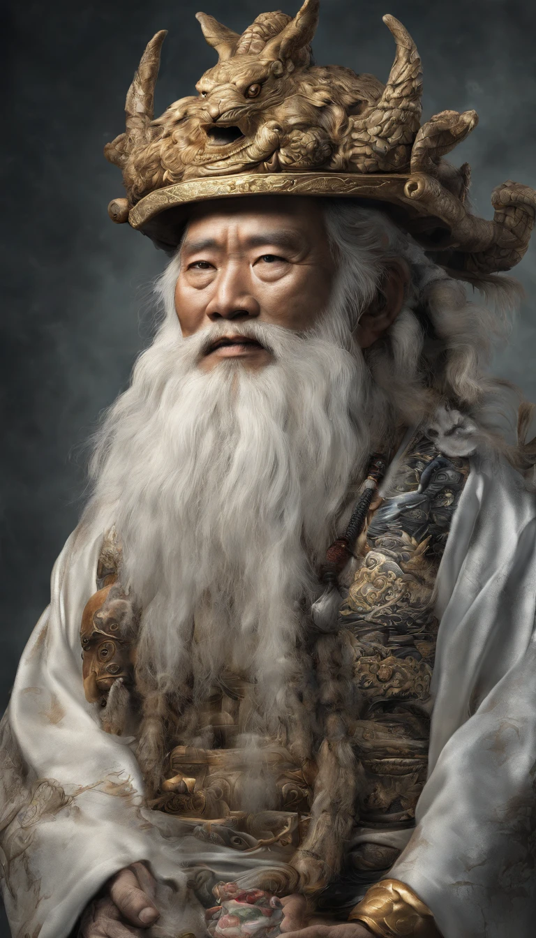 White-bearded Taoist.There is also a tiger