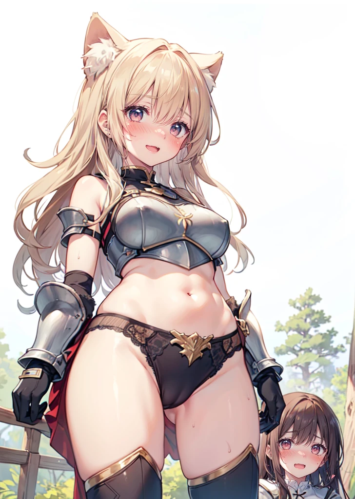 (yuri:1.5), looking at ther, (2girls:1.7), (giantess:1.2), (height_difference:1.5), (size_difference:1.3), (giantess:1.1), forest background, nature environment, she is much taller than her, a giantess next to a girl, a giantess looking down at a girl, a giantess, (tall woman:1.4), (adult woman: 1.2), large breavel, panties, hvery tall: 1.1), armor, gambeson, shoulderplates, from below, girl next to a giantess, woman, tiny breasts, armor, g, shoulderplates, naked, long hair, embarr, scared, brown hair, poor clothing, dirty clothing, (long_hair:1.3), big breasts, catgirl, camelto