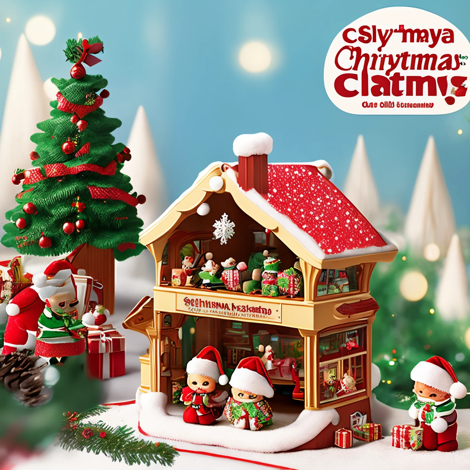 ​masterpiece、top-quality、ultra-detailliert、Christmas、sylvanian families santa claus、sylvania house、