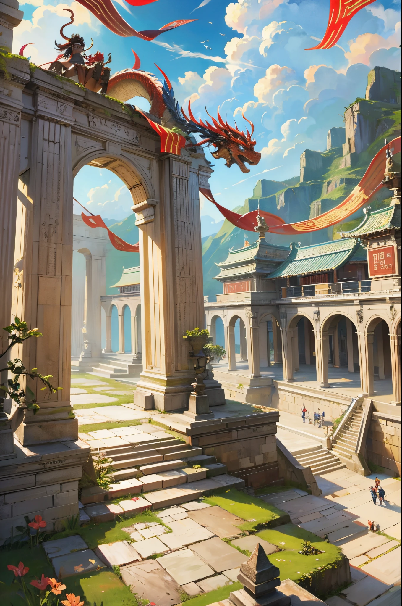 Chinese dragons and immortals play in the heavenly palace,Photo quality,Super realistic --auto --s2