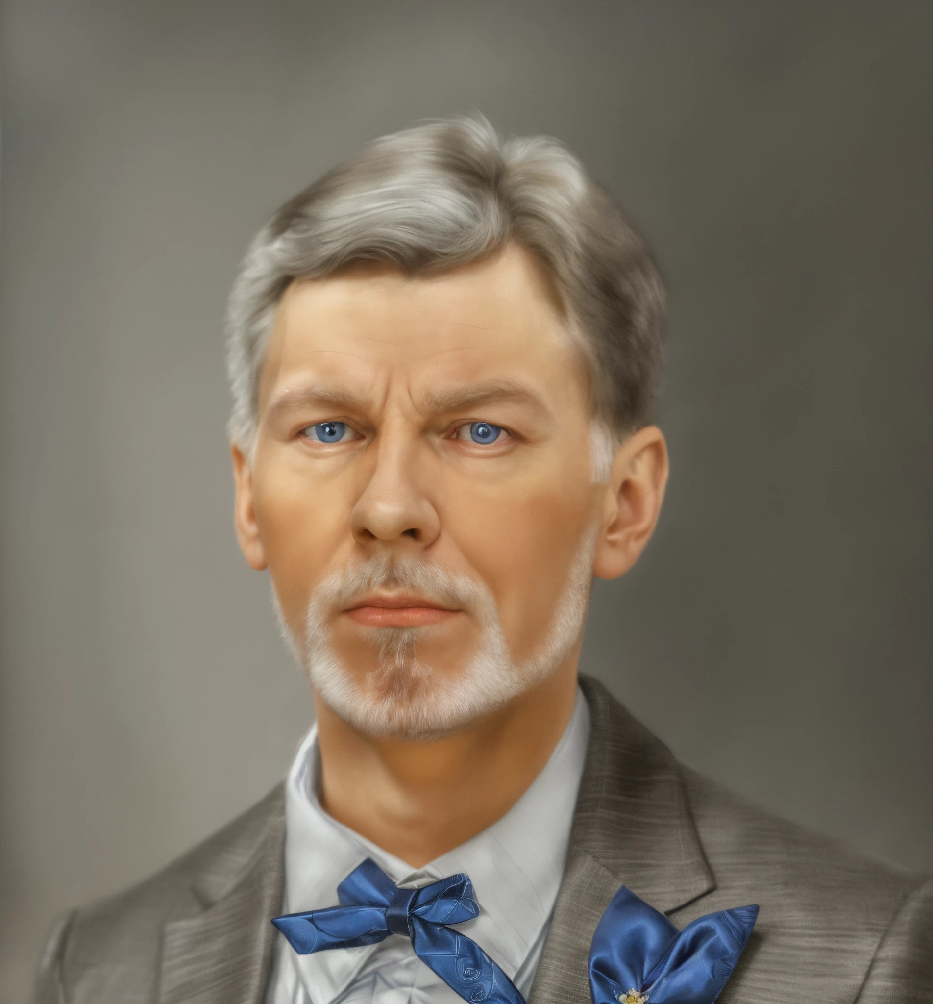 there is a man with a blue bow tie and a suit, Andrei Ryabovichev, Maxim Shirkov, Alexandre Trufanov, Andrei Riabovitchevy, president of belorussia, Alexandre Rostov, inspirado em Aleksandr Gerasimov, rendering of close up portrait, Dmitry Mazurkevich, realistic studio portrait