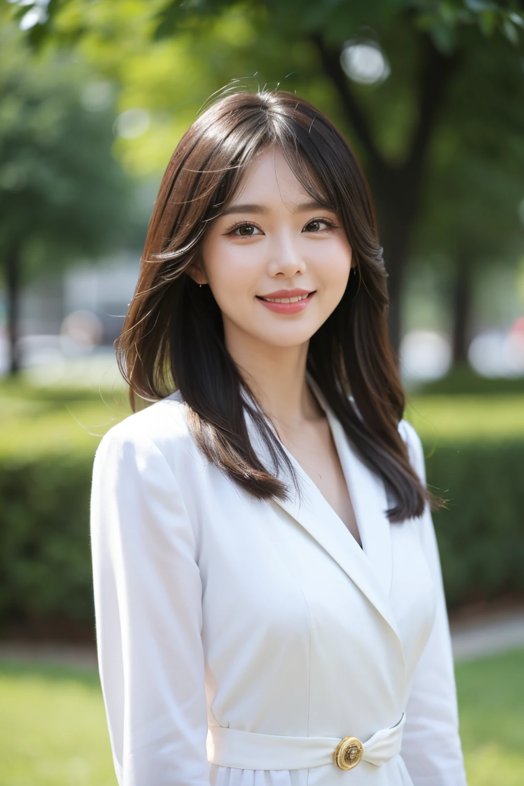 grown woman,Asian people,Professional Dress,front smile,The upper part of the body,background whites