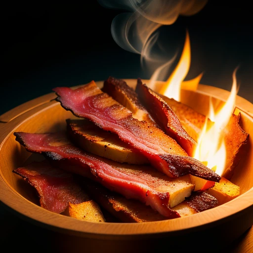 smoking bacon Broiled smoke dome smoked chips At the campsite