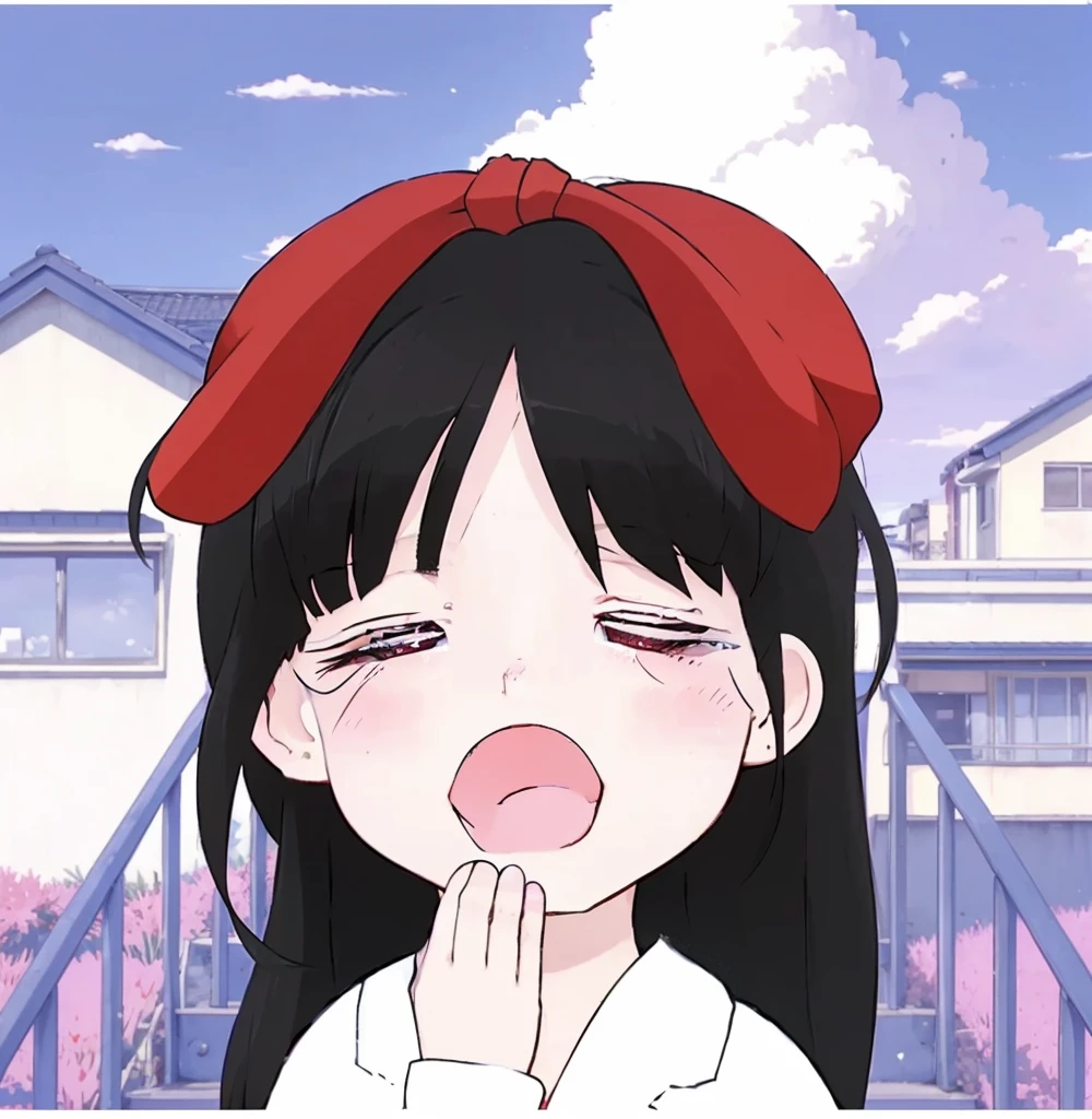 girl with a red bow on her head, detailed eyes and lips, cute anime style, adorable expression, anime-inspired visuals, adorable anime girl, (anime girl), cute anime style, anime-style art with a cute girl, colorful and vibrant, bright and lively colors, playful lighting.