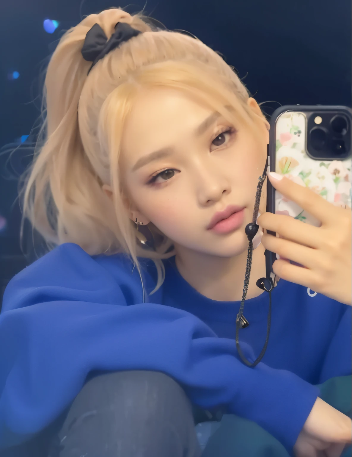 A close-up of a person holding a cell phone in his hand, Parque Roseanne de Blackpink, Jossi de Blackpink, Retrato de Jossi de Blackpink, JIA, Kim Doyoung, Jinyoung Shin, Su cabello es blanco, Blackpink Jennie, Jaeyeon Nam, Wan adorable cara coreana, Shikamimi, Lalisa Manoban de Blackpink
